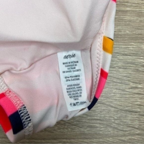 Aerie Striped Multi Color Scoop Bikini Top Size XL NWOT - Picture 3 of 5